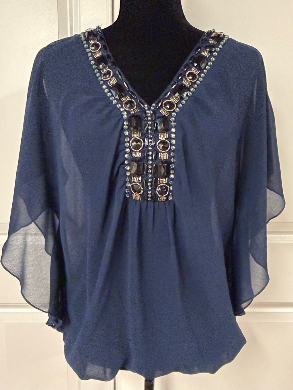 Studio Y Sheer Vintage Embellished Blouse